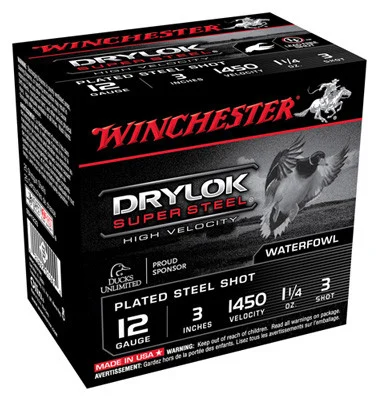 Winchester SSH1233 Drylok Super Steel High Velocity 12 Gauge 3" 1-1/4oz #3 1450 fps