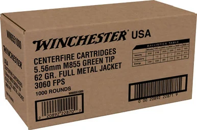 WINCHESTER USA 5.56X45 GREEN-TIP 1000RD CASE LOT