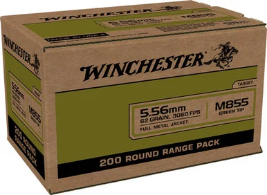 Winchester WM855200 USA M855 Green Tip Full Metal Jacket 62 Grain 5.56x45mm NATO