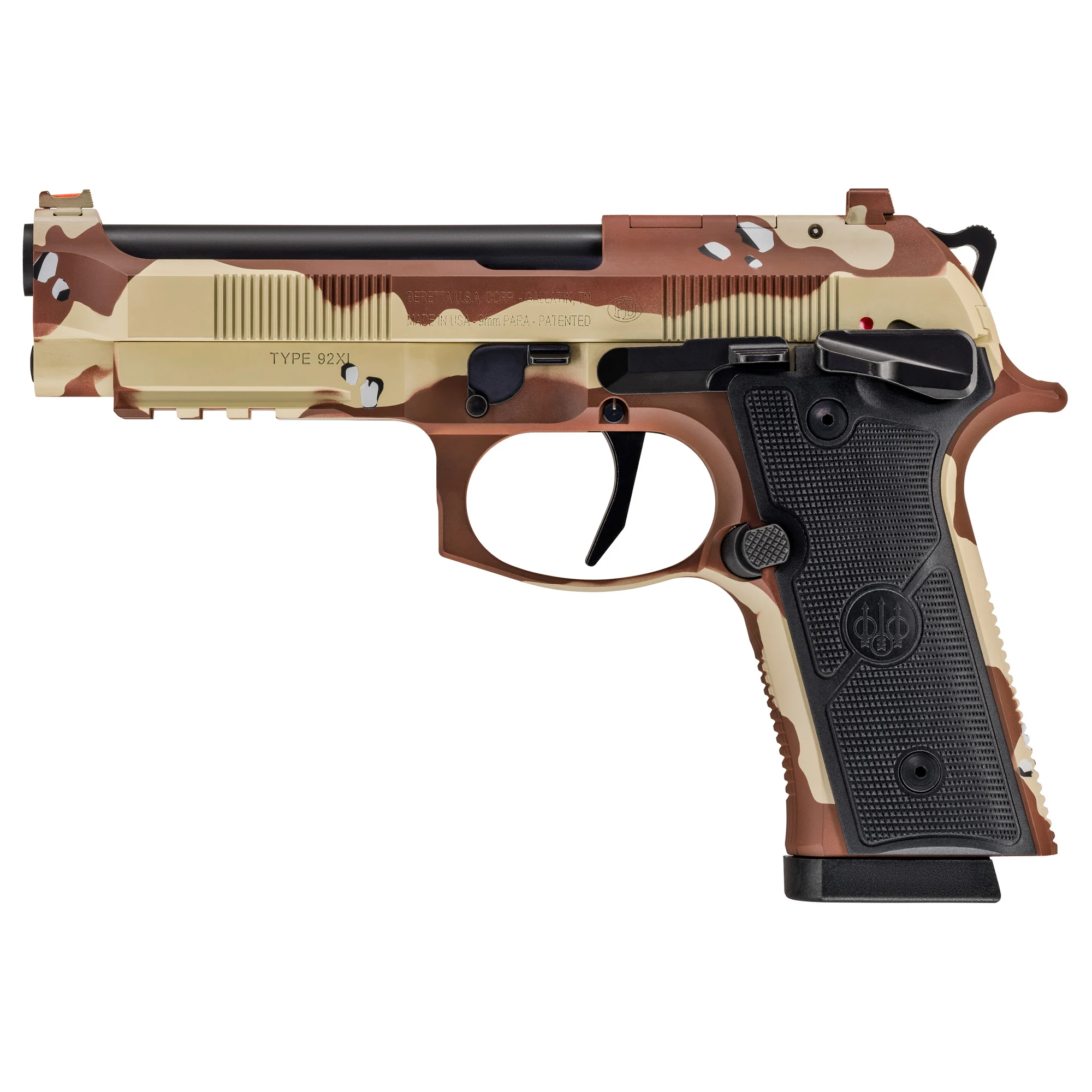 Beretta, 92XI, Combat, SAO, Full Size, 9MM, 4.7" Barrel, Ambi-Safety, Chocolate Chip Camo, 18 RD