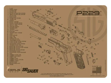 Cerus Gear Pistol Mat for Sig Sauer P229 Schematic Promat Coyote Brown