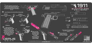 Cerus Gear Gun Mat for 1911 Bushingless Instructional Promat Grey Pink
