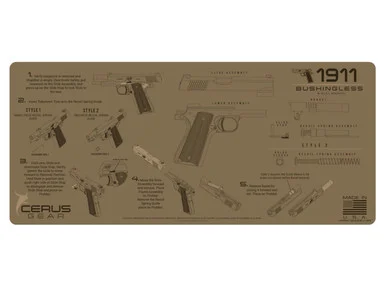 Cerus Gear Gun Mat for 1911 Instructional Promat Coyote Brown