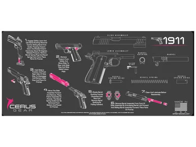 Cerus Gear Gun Mat for 1911 Instructional Promat Grey Pink