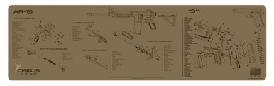 Cerus Gear Gun Mat for AR-15 & 1911 Combo Schematic Magnum Promat Coyote Brown