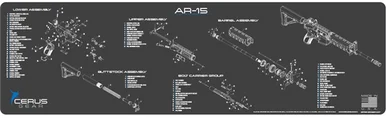 Cerus Gear Gun Mat for AR-15 Schematic Magnum Promat Grey Blue