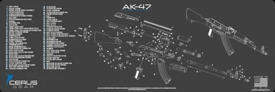 Cerus Gear Gun Mat for AK-47 Rifle Schematic Promat Grey Blue