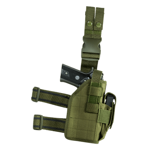 NcStar CVDLHOL2954G Drop Leg Leg Green PVC Fabric Leg Fits Full Size Semi-Auto Fits Compact Semi-Auto Right Hand