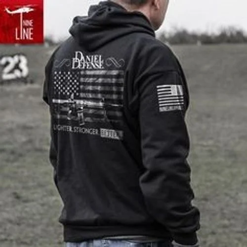 9 Line Daniel Defense Men's Old Glory Hoodie - Grey
