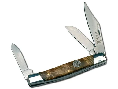 Elkridge Stockman Gentleman's Folding Knife Burl Wood 3 Bladed Knife ER-043BW
