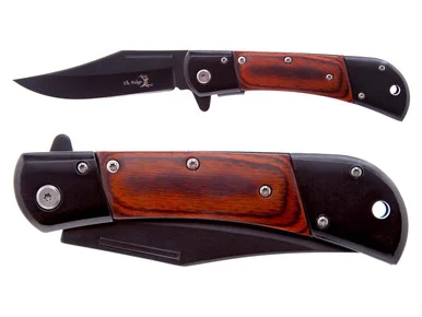 Elkridge 3.75" Black Brown Spring Assisted Folding Pocket Knife ER-A009BW (*LZ)