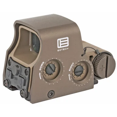 EOTech, Tactical, Holographic, Non-Night Vision Compatible Sight, Red 68MOA Ring with 2 1MOA Dots, Tan, Rear Buttons, includes CR123 Battery