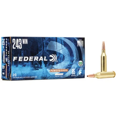 Federal .243 Winchester PowerShok 85gr Copper HP Ammo
