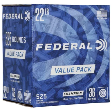 Federal .22 LR Champion Training 36gr Lead HP Ammo - 525 Rounds