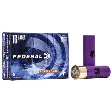 Federal Power-Shok Magnum Buckshot 12 Pellets 16 Gauge 2.75 in 1-3/16 oz #1 Buck