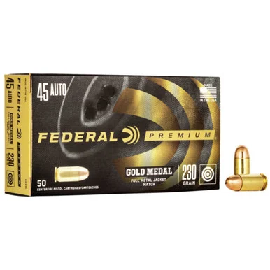 Federal GM45A Premium Gold Medal Full Metal Jacket 230 Grain .45 ACP/Auto 860 fps