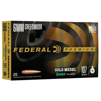 Federal 6mm Creedmoor Gold Medal 107gr Sierra MatchKing BTHP Ammo
