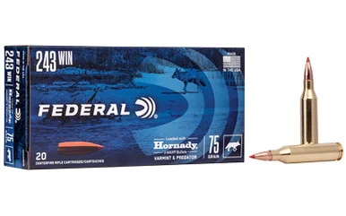 Federal Varmint & Predator Ammo 243 Win. 75 gr. V-Max 20 rd.