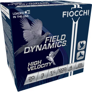 Fiocchi Field Dynamics High Velocity Upland Game Load 20 Gauge 3 in 1-1/4 oz #4