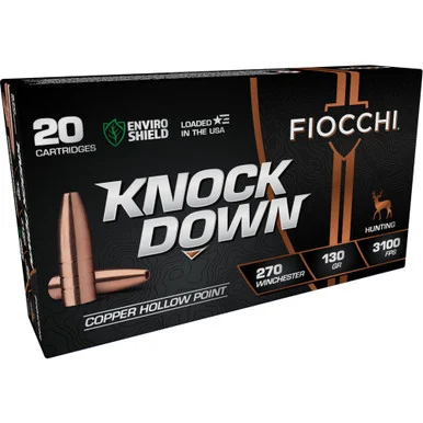 Fiocchi 270CHA Knock Down Enviro Shield Hollow Point 130 Grain .270 Winchester 3100 fps