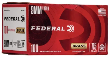 Federal 9mm Luger Champion Training 115gr FMJ Ammo - 100 Rounds