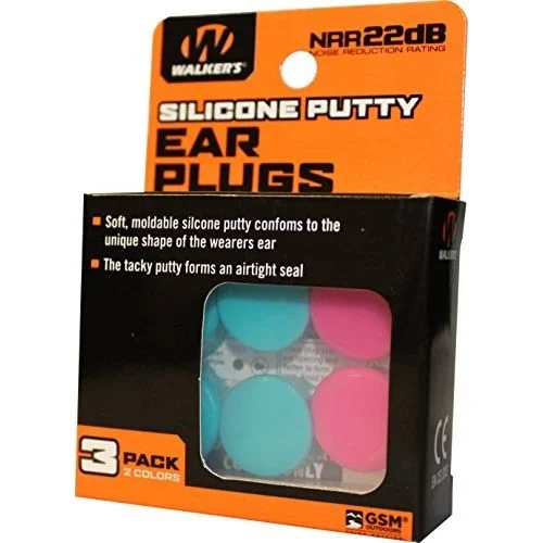 Walker's GWP-SILPLG-PKTL Silicone Putty Ear Plug 3 Pack