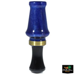 J.J. LARES HYBRID ACRYLIC MALLARD DUCK CALL - PEARL BLUE BARREL - GLOSS BLACK INSERT WITH BRASS BAND