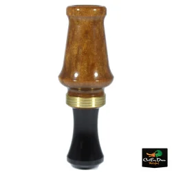 J.J. LARES HYBRID ACRYLIC MALLARD DUCK CALL - GLOSS CARMEL BARREL - GLOSS BLACK INSERT WITH BRASS BAND
