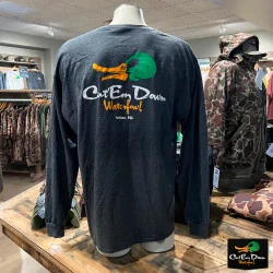 CUT'EM DOWN WATERFOWL BLACK HEATHER LOGO LONG SLEEVE TEE