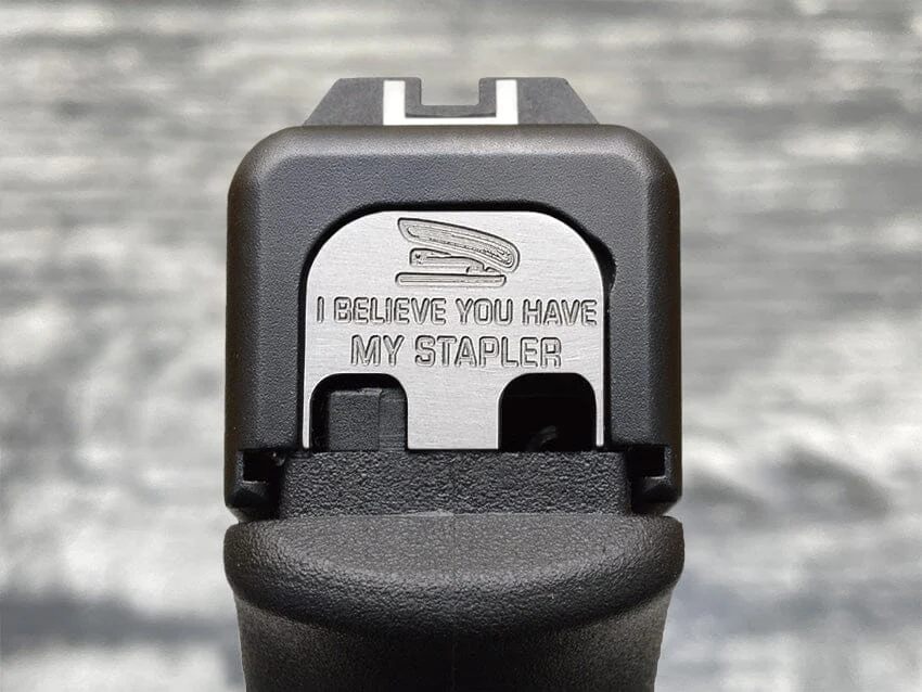 Milspin I Believe You Have My Stapler Glock Slide Back Plate