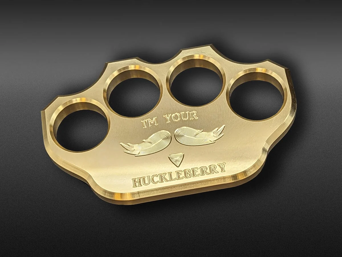 Milspin 3/4lb Brass Knuckle I'm Your Huckleberry Solid Brass Paperweight