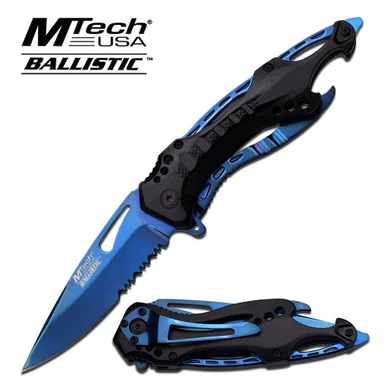 Mtech Spring Assisted Knife Black Blue MT-A705BL