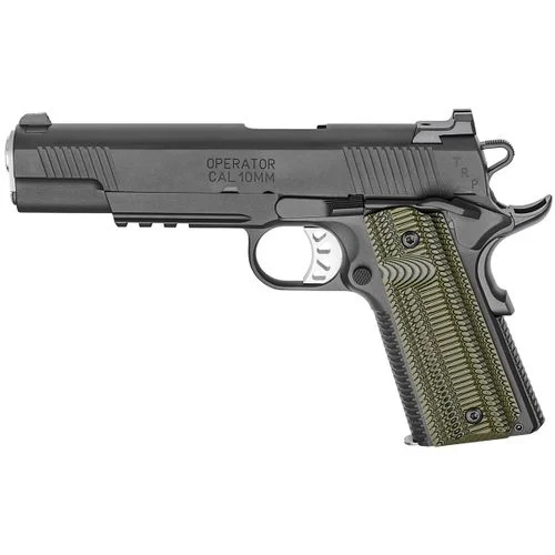 Springfield TRP Operator 10mm, 5", VZ Dirty Olive G-10 Grip, Black(Armory Kote) Finish, Tactical Rear 3 Dot Tritium Sights, 8 Rd