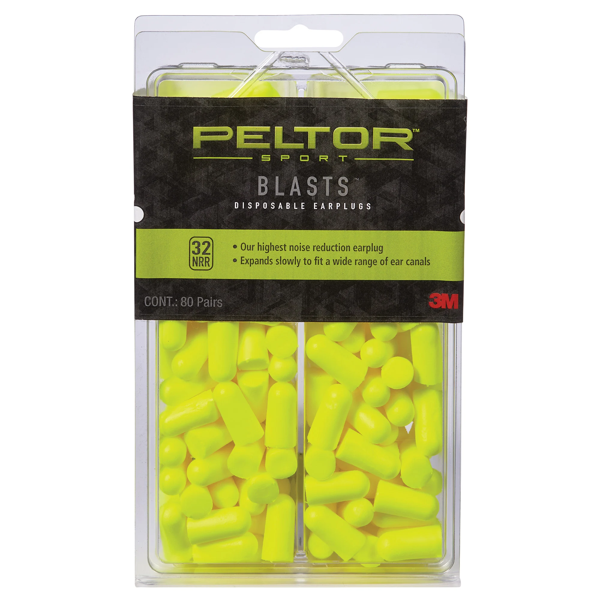 3M-PELTOR SPORT BLASTS REUSABLE EAR PLUG HEARING PROTECTION 80 PAIR – YELLOW