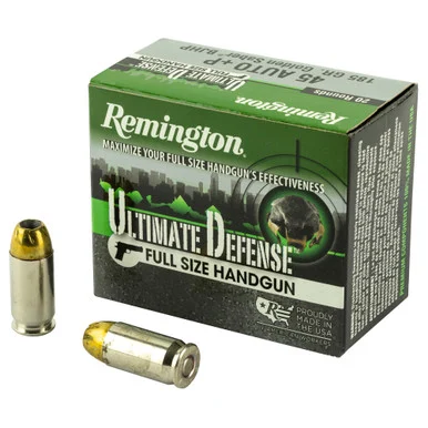 Remington .45 ACP +P Ultimate Defense 185gr Brass JHP Ammo