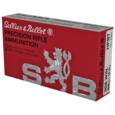 Sellier & Bellot Precision Rifle Ammo 308 Winchester 168Gr Boat Tail Hollow Point 20 Round Box SB308G