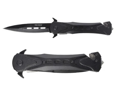 Tac Force Folding Spear Point Pocket Knife - Seat belt Cutter And Glass Breaker TF-719BK 3.5" Blade
