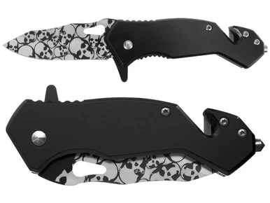 TAC-FORCE 6.5" Spring Assisted Pocket Knife Black Blade With Skull Pattern (*LZ)