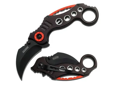 TAC-FORCE TF-578BK Karamabit 2.5" Spring Assisted Pocket Knife Black Red