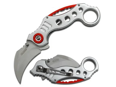 TAC-FORCE TF-578S Karamabit 2.5" Spring Assisted Pocket Knife Silver Red