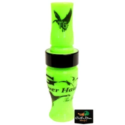 TIM GROUNDS G OVERHAULER GOOSE CALL - LIME ACRYLIC AND BLACK BAND