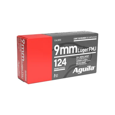 Aguila 9mm Luger 124gr FMJ Ammo