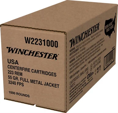 Winchester .223 Remington 55gr FMJ Ammo - 1000 Rounds
