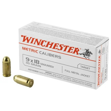 Winchester 9mm Makarov Metric 95gr FMJ Ammo