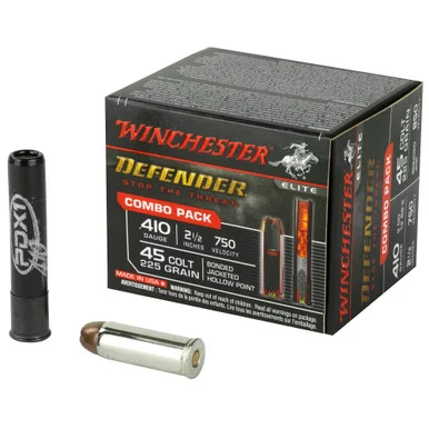 Winchester PDX1 Defender Combo JACKETED HOLLOW POINT / 3 Defense Discs + 12 BBs .410 Bore 2.5 in 1 oz Slug / Buckshot