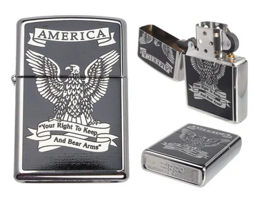 Zippo "America Right To Bear Arms" Windproof Lighter Black & White