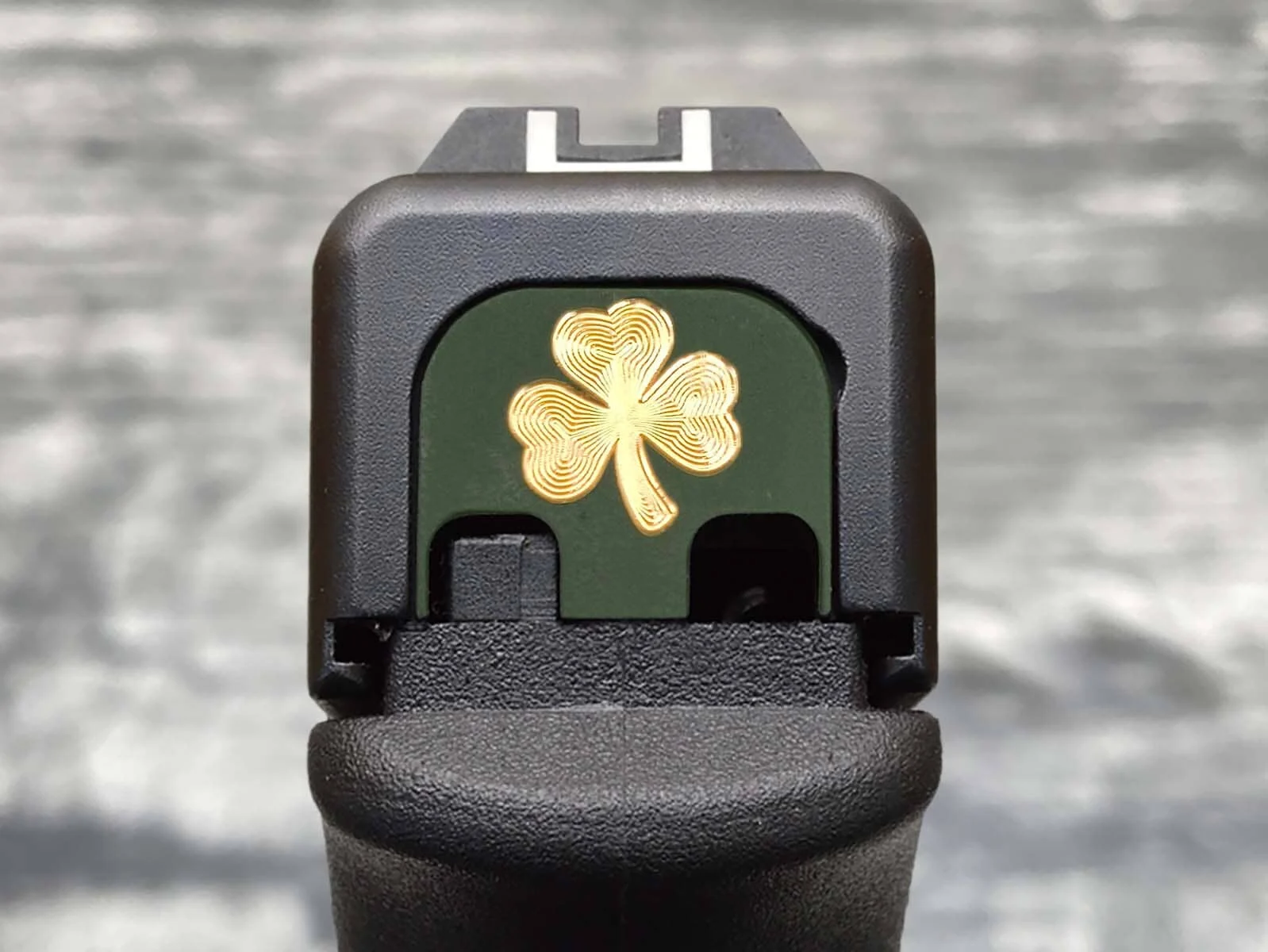 Milspin Shamrock Slide Back Plate (Green On Brass)