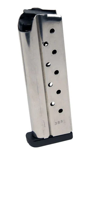 Check-Mate .38 Super, 9RD, Stainless Steel, Removable Base - Full Size 1911 Magazine
