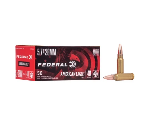 American Eagle: 5.7x28mm, 40 gr FMJ, 50/Box