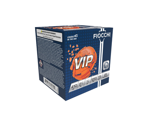 Fiocchi 410VIP75: 410 Ga 2.5" 1/2 OZ 7.5 Shot, 250/Flat